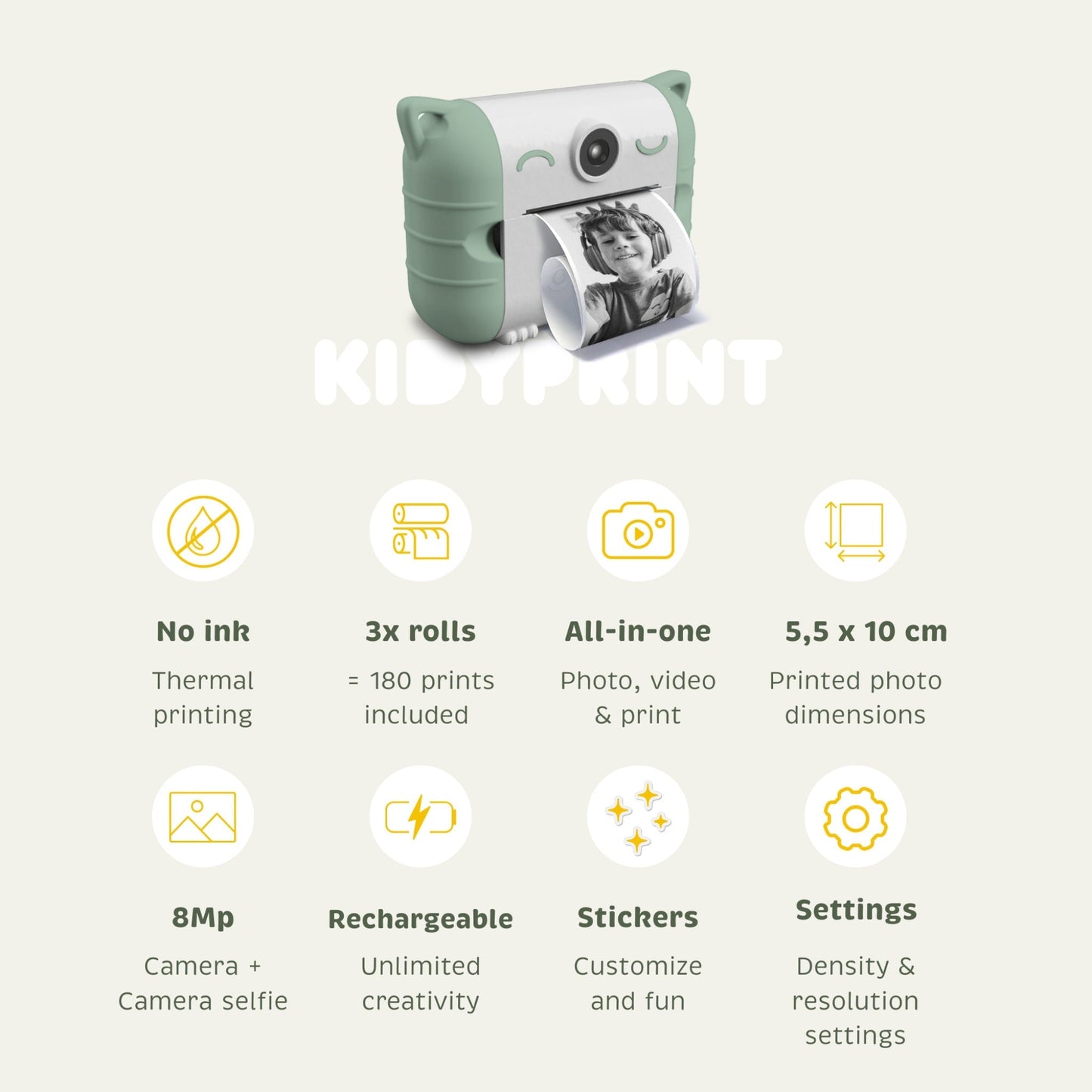 KIDYPRINT Instant Thermal Printing Camera Green
