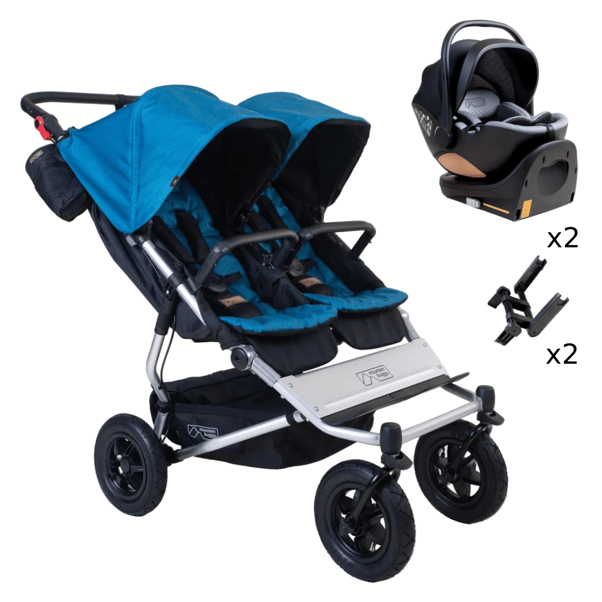 Mountain Buggy Duet Twin Car Seat Bundle - Ocean