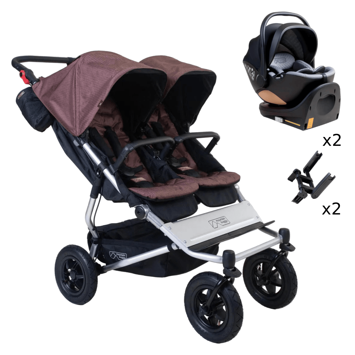 Mountain Buggy Duet Twin Car Seat Bundle - Mustang