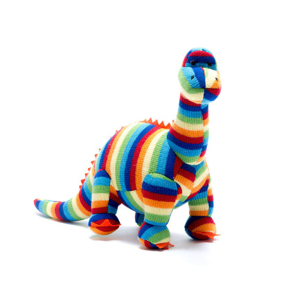 Best Years Ltd Knitted Diplodocus Dinosaur Toy - Bold Stripe