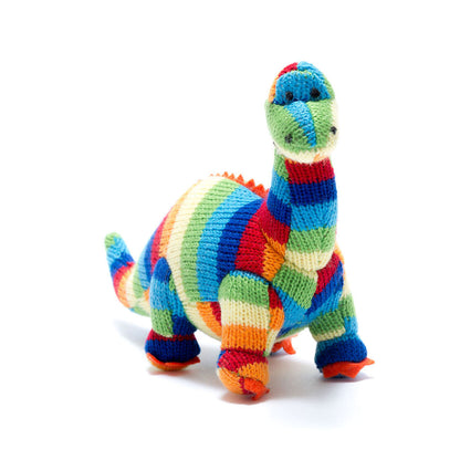 Best Years Ltd Knitted Diplodocus Dinosaur Toy - Bold Stripe