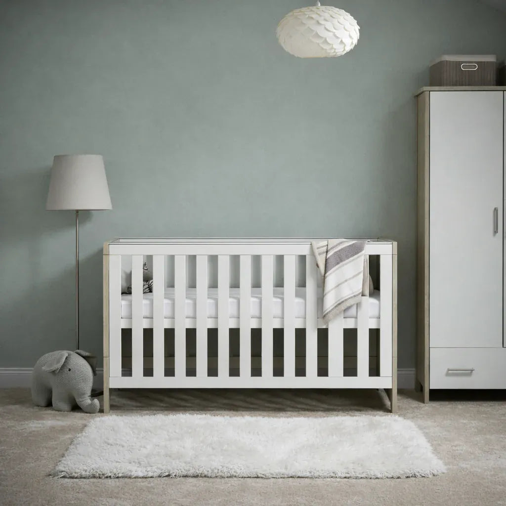 Obaby Nika Cot Bed - Grey Wash with White