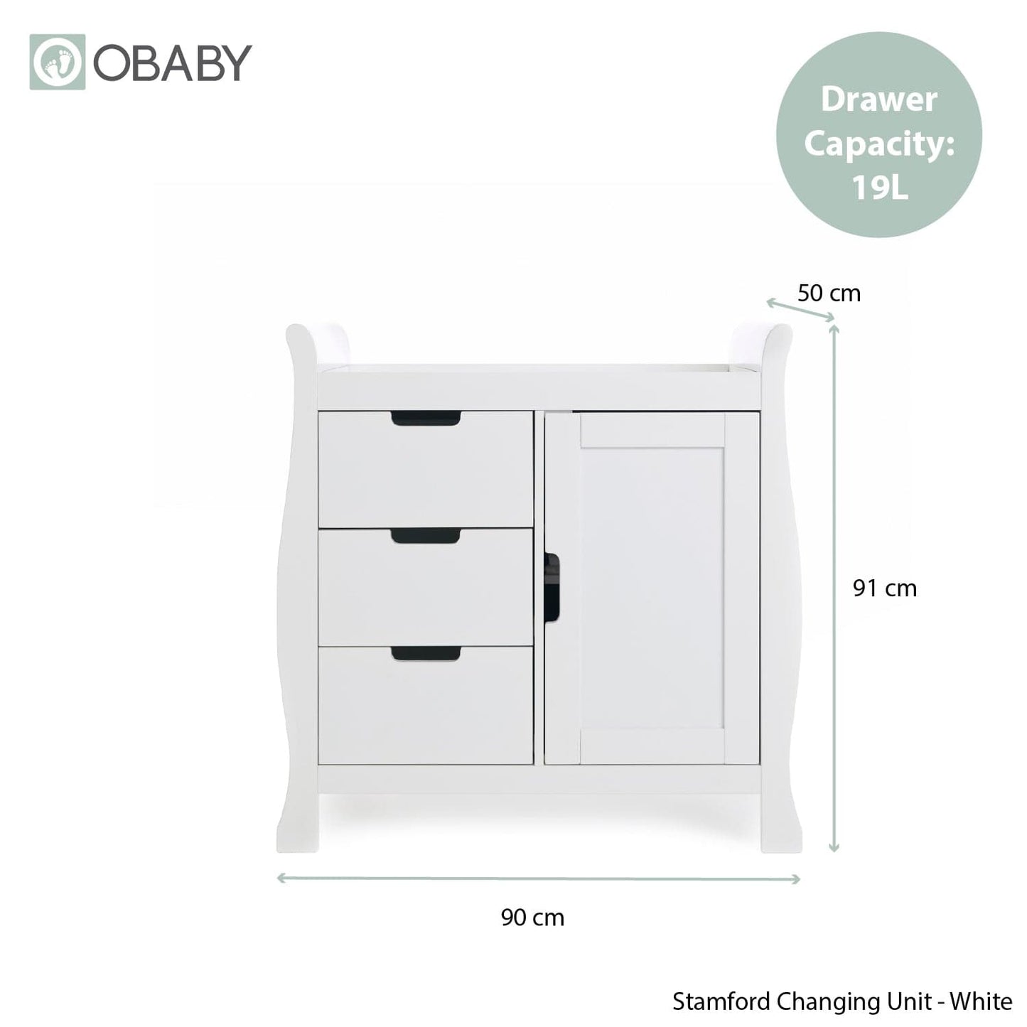 Obaby Stamford Mini Sleigh (2 Piece) Room Set - White