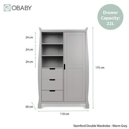 Obaby Stamford Mini Sleigh (3 Piece) Room Set - Warm Grey