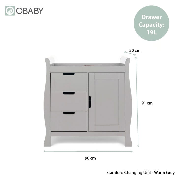 Obaby Stamford Mini Sleigh (3 Piece) Room Set - Warm Grey