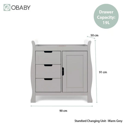 Obaby Stamford Mini Sleigh (3 Piece) Room Set - Warm Grey