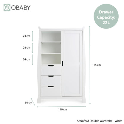 Obaby Stamford Mini Sleigh (3 Piece) Room Set - White