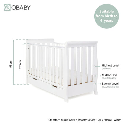 Obaby Stamford Mini Sleigh (3 Piece) Room Set - White