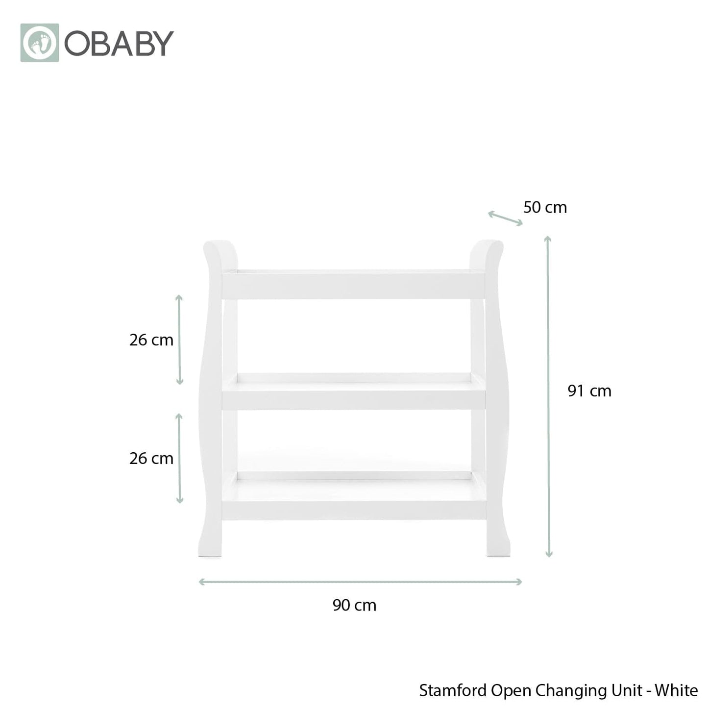 Obaby Stamford Space Saver Sleigh (2 Piece) Room Set - White