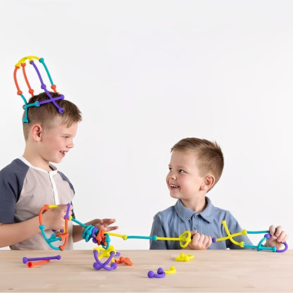 Plip Kit – 52-Piece Silicone Builder Set | Flexible Links for Bending | Creative STEM Learning Toy