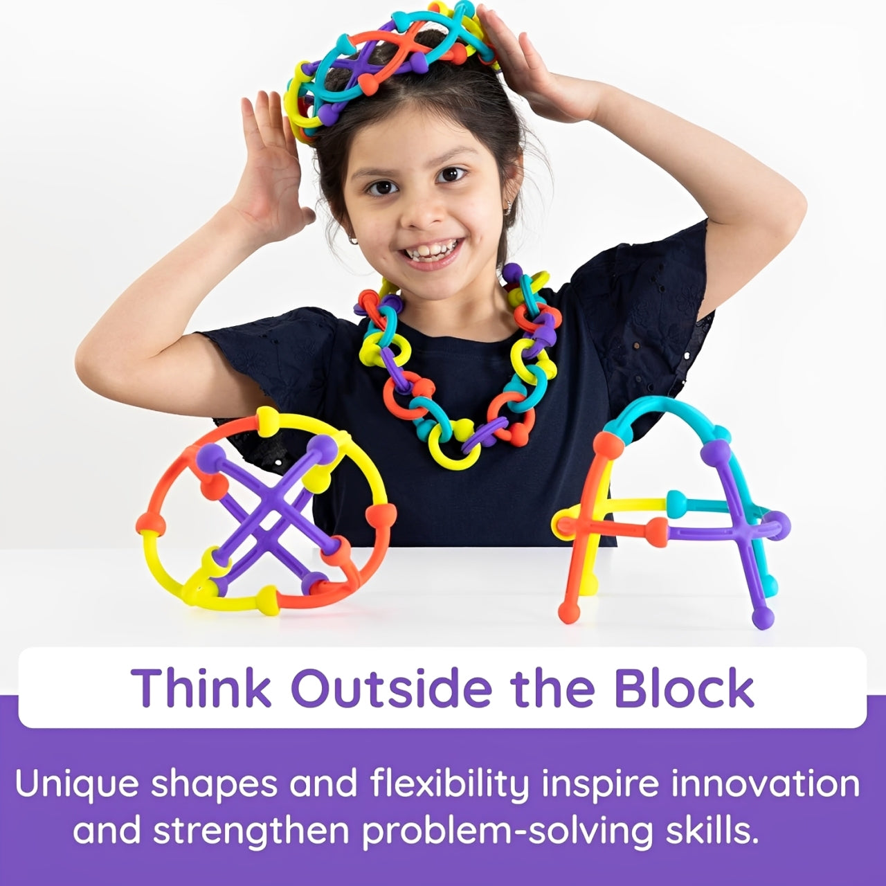 Plip Kit – 52-Piece Silicone Builder Set | Flexible Links for Bending | Creative STEM Learning Toy