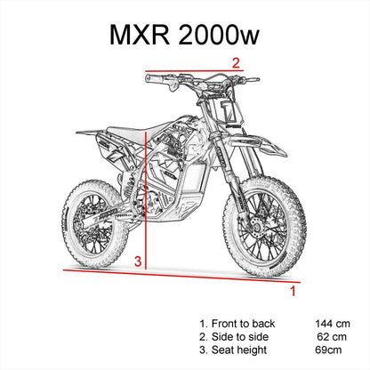 FunBikes MXR 2000W 60V Lithium Electric Dirt Bike 14/12 – Blue