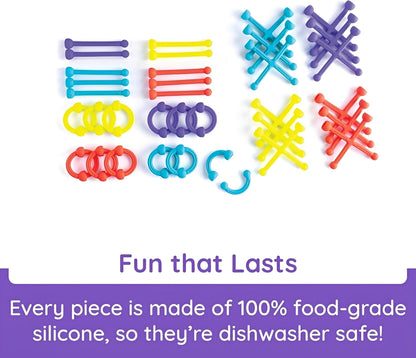 Plip Kit – 52-Piece Silicone Builder Set | Flexible Links for Bending | Creative STEM Learning Toy