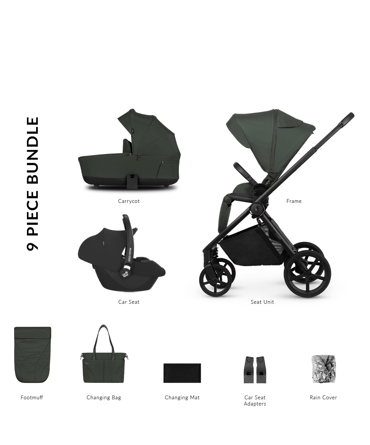 Venicci Claro 3in1 (Cabriofix i-Size) Travel System - Forest